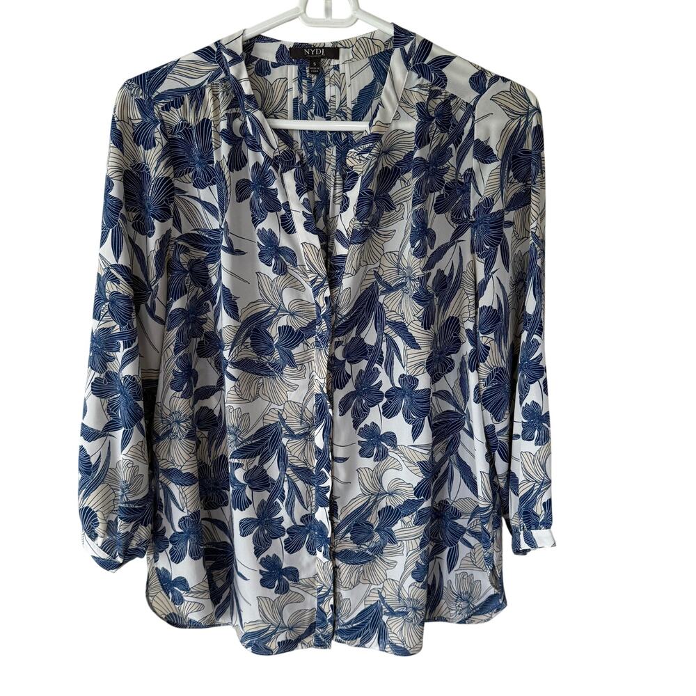 NYDJ Blue White Floral Blouse size S